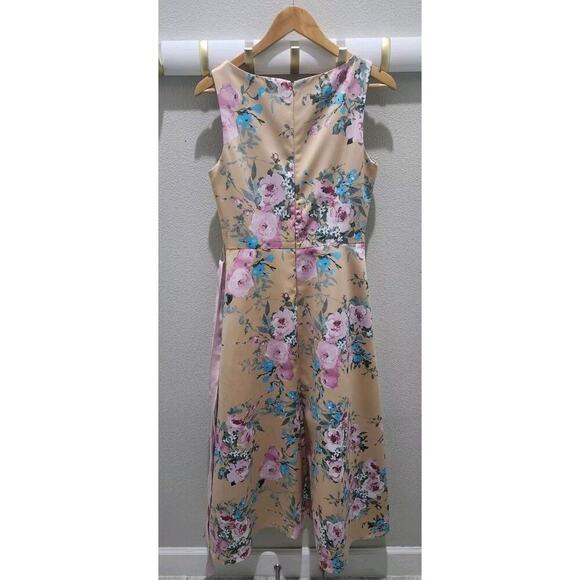 Anthropologie BHLDN Floral Manon A-Line Dress Sz 8 Sleeveless High Neck Roses - Picture 5 of 10
